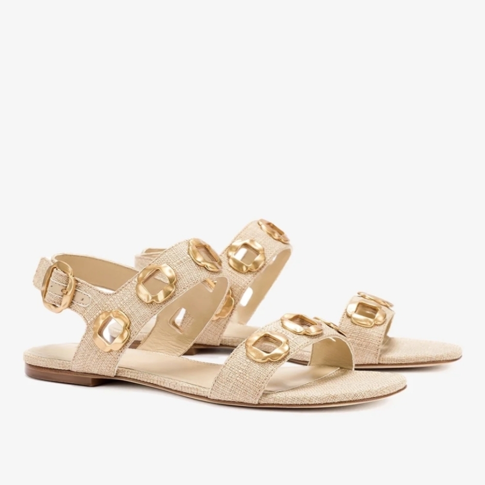 NWB, LARROUDE MILAN RAFFIA SANDALS